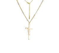 VASSAGO Collier croix de foi pour femmes Collier pendentif croix de Jésus pour hommes femmes Cadeaux bijoux religieux chrétiens (gold)