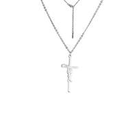 VASSAGO Collier croix de foi pour femmes Collier pendentif croix de Jésus pour hommes femmes Cadeaux bijoux religieux chrétiens (sliver)