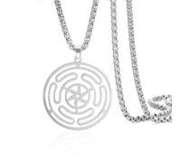VASSAGO Collier de la Roue de la Déesse Hécate Pendentif Strophalos en Acier Inoxydable - Amulette Païenne Wicca Bijoux