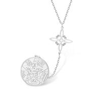 VASSAGO Collier de Pentagramme Tétragramme Noeud de Sorcières Pendentif Noeud Celtique Double Protection Bijoux Irlandais de Sorcellerie Païenne pour des Hommes de Femmes (Argent 2)