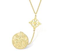 VASSAGO Collier de Pentagramme Tétragramme Noeud de Sorcières Pendentif Noeud Celtique Double Protection Bijoux Irlandais de Sorcellerie Païenne pour des Hommes de Femmes (Or 4)