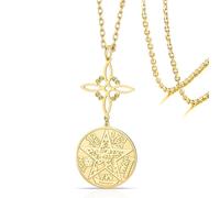 VASSAGO Collier de Pentagramme Tétragramme Noeud de Sorcières Pendentif Noeud Celtique Double Protection Bijoux Irlandais de Sorcellerie Païenne pour des Hommes de Femmes (Or 3)