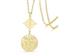 VASSAGO Collier de Pentagramme Tétragramme Noeud de Sorcières Pendentif Noeud Celtique Double Protection Bijoux Irlandais de Sorcellerie Païenne pour des Hommes de Femmes (Or 5)