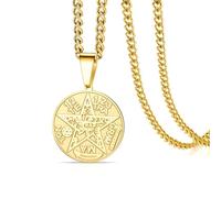 VASSAGO Collier de Pentagramme Tétragramme Noeud de Sorcières Pendentif Noeud Celtique Double Protection Bijoux Irlandais de Sorcellerie Païenne pour des Hommes de Femmes (Or)