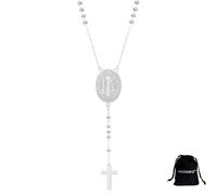 VASSAGO Collier de Saint Benoît en acier inoxydable avec pendentif en forme de médaille religieuse catholique avec croix pour homme et femme (croix en argent 1)