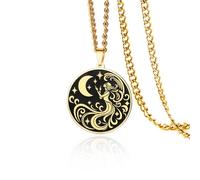 VASSAGO Collier Déesse Nyx pour femme pendentif double face en acier inoxydable représentant une lune et une étoile Mythologie grecque Déesse de la nuit (Or)