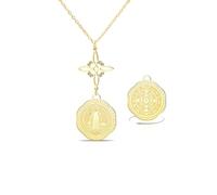 VASSAGO Collier en Acier Inoxydable à triple Protection avec Nœud de Sorcière Tétragramme Pentagramme et Médaille de Saint Benoît Amulette Païenne et de Sorcellerie Bijou pour Femmes et Hommes