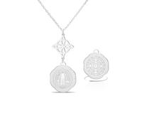 VASSAGO Collier en Acier Inoxydable à triple Protection avec Nœud de Sorcière Tétragramme Pentagramme et Médaille de Saint Benoît Amulette Païenne et de Sorcellerie Bijou pour Femmes et Hommes