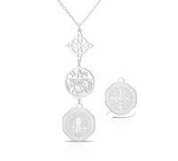 VASSAGO Collier en Acier Inoxydable à triple Protection avec Nœud de Sorcière Tétragramme Pentagramme et Médaille de Saint Benoît Amulette Païenne et de Sorcellerie Bijou pour Femmes et Hommes