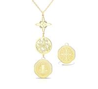 VASSAGO Collier en Acier Inoxydable à triple Protection avec Nœud de Sorcière Tétragramme Pentagramme et Médaille de Saint Benoît Amulette Païenne et de Sorcellerie Bijou pour Femmes et Hommes