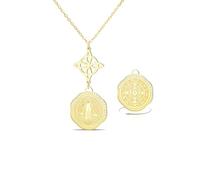 VASSAGO Collier en Acier Inoxydable à triple Protection avec Nœud de Sorcière Tétragramme Pentagramme et Médaille de Saint Benoît Amulette Païenne et de Sorcellerie Bijou pour Femmes et Hommes