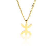 VASSAGO Collier en acier inoxydable avec symbole berbère africain Collier ethnique berbère islamique musulman arabe Cadeau pour homme et femme (Collier Afrique Berbères or)