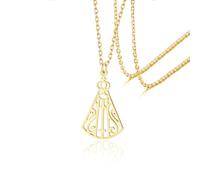 VASSAGO Collier en acier inoxydable Notre-Dame d'Aparecida - Pendentif minimaliste de la Vierge Marie - Bijou religieux catholique pour femmes (Or 1)