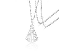 VASSAGO Collier en acier inoxydable Notre-Dame d'Aparecida - Pendentif minimaliste de la Vierge Marie - Bijou religieux catholique pour femmes (Argent 1)