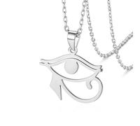 VASSAGO Collier En Croix Ankh Pour Femmes Et Hommes Collier Pendentif Oeil D'horus Acier Inoxydable Ancien Égyptien Protection Bijoux Religieux Cadeau (Collier en argent Eye of Horus)