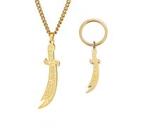 VASSAGO Collier épée pour homme et femme, collier épée zulfiqar Imam Ali Zulfiqar avec pendentif rune arabe musulmane, bijou talisman, amulette religieuse
