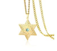 VASSAGO Collier étoile de David pour femme en acier inoxydable avec pendentif hexagonal magen et oxyde de zirconium Bijou religieux juif délicat (or)