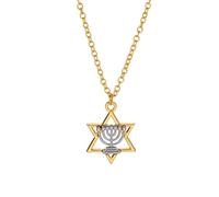 VASSAGO Collier Hanoukka en forme d'étoile de David avec bougie juive pour femme et fille, Zinc