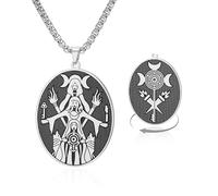 VASSAGO Collier Hécate Collier triple lune en acier inoxydable Pendentif Hécate Bijoux païens pour femmes (argent double face 2)