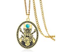 VASSAGO Collier Hécate Collier triple lune en acier inoxydable Pendentif Hécate Bijoux païens pour femmes (or)