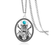 VASSAGO Collier Hécate Collier triple lune en acier inoxydable Pendentif Hécate Bijoux païens pour femmes (argent)
