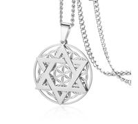 VASSAGO Collier Hexagramme Fleur de Vie pour Femmes Hommes Collier Étoile Juive Pendentif Géométrie Sacrée Mandala Bijoux Cadeau