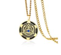 VASSAGO Collier œil qui voit tout en acier inoxydable avec pendentif œil maçonnique noir et bleu CZ Illuminati Snake Flame Mystic Jewelry, Adjustable, Acier inoxydable, Pas de gemme