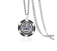 VASSAGO Collier œil qui voit tout en acier inoxydable avec pendentif œil maçonnique noir et bleu CZ Illuminati Snake Flame Mystic Jewelry, One Size, Acier inoxydable, Pas de gemme