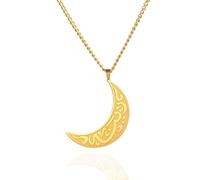 VASSAGO Collier islamique Allah musulman pour femmes et hommes en acier inoxydable croissant de lune arabe Allah Collier musulman Islam Bijoux religieux