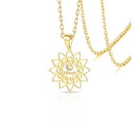 VASSAGO Collier islamique croissant de lune et étoile avec pendentif fleur de lotus musulman Allah arabe Amulette religieuse Bijoux Aïd Ramadan Cadeau pour homme et femme (Doré)