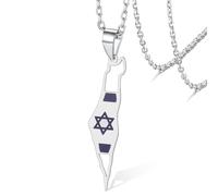 VASSAGO Collier Israël Palestine en Acier Inoxydable Étoile de David pour Femmes Hommes - Hexagramme Magen David Bijoux Juifs
