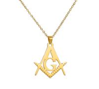 VASSAGO Collier maçonnique pour homme avec pendentif symbole franc-maçon accepté en acier inoxydable, Acier inoxydable