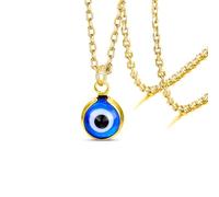 VASSAGO Collier mauvais œil pour femme et homme en acier inoxydable avec pendentif mauvais œil en corde de cuir mignon bohème minuscule protection porte-bonheur amulette spirituelle cadeau (Or)