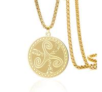 VASSAGO Collier nœud celtique pour femmes et hommes Triple lune déesse Collier celtique Triquetra Acier inoxydable Irlandais païen Wiccan Bijoux Cadeau (Chaîne dorée)