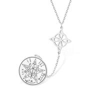 VASSAGO Collier nœud de sorcière en acier inoxydable Collier tétragramme pentagramme Pendentif nœud celtique Double talisman protecteur Bijoux de sorcellerie et magie pour femmes et hommes