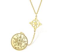 VASSAGO Collier nœud de sorcière en acier inoxydable Collier tétragramme pentagramme Pendentif nœud celtique Double talisman protecteur Bijoux de sorcellerie et magie pour femmes et hommes