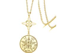 VASSAGO Collier nœud de sorcière en acier inoxydable Collier tétragramme pentagramme Pendentif nœud celtique Double talisman protecteur Bijoux de sorcellerie et magie pour femmes et hommes