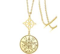 VASSAGO Collier nœud de sorcière en acier inoxydable Collier tétragramme pentagramme Pendentif nœud celtique Double talisman protecteur Bijoux de sorcellerie et magie pour femmes et hommes