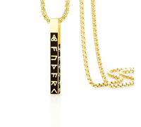 VASSAGO Collier runique viking nordique Colliers pendentifs Viking Elder Futhark 3D Bar pour hommes et femmes Mythologie vintage Amulette païenne (Collier Viking-G)