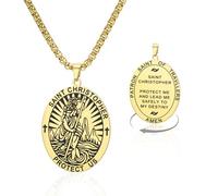 VASSAGO Collier Saint Christophe avec pendentif médaille de Saint-Christophe - Amulette - Bijou de protection religieuse pour homme et femme (Or)