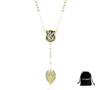 VASSAGO Collier Saint Michel en acier inoxydable avec pendentif Archange Michael Y Double protection Collier ange gardien Bijoux Cadeau catholique pour homme femme, Adjustable, Acier inoxydable, Pas