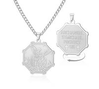 VASSAGO Collier Saint Michel en acier inoxydable avec pendentif en forme d'archange St Michel, amulette, bijou pour la protection et la prière, adjustable, Acier inoxydable, Pas de gemme