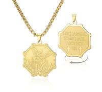 VASSAGO Collier Saint Michel en acier inoxydable avec pendentif en forme d'archange St Michel, amulette, bijou pour la protection et la prière, adjustable, Acier inoxydable, Pas de gemme