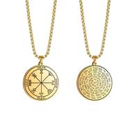 VASSAGO Collier Sceaux e Salomon Gravé avec 72 Noms de Dieu Pendentif Amulettes de Protection Spirituelle pour Hommes Femmes, 1.38*1.49 inches, Acier inoxydable, Pas de pierre précieuse