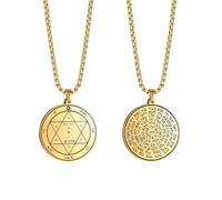 VASSAGO Collier Sceaux de la e Salomon Gravé avec 72 Noms de Dieu Pendentif Amulettes de Protection Spirituelle pour Hommes Femmes, 1.38*1.49 inches, Acier inoxydable, Pas de pierre précieuse