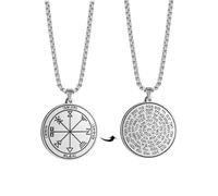 VASSAGO Collier Sceaux de la e Salomon Gravé avec 72 Noms de Dieu Pendentif Amulettes de Protection Spirituelle pour Hommes Femmes, 1.38*1.49 inches, Acier inoxydable, Pas de pierre précieuse