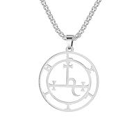 VASSAGO Collier Sigil de Lilith avec pendentif déesse Lilith Sigil Hécate Lucifer Satanique Lilith Symbole Wiccan Bijoux Cadeaux pour homme et femme, Acier inoxydable