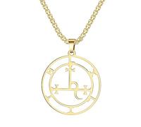 VASSAGO Collier Sigil de Lilith avec pendentif déesse Lilith Sigil Hécate Lucifer Satanique Lilith Symbole Wiccan Bijoux Cadeaux pour homme et femme, Acier inoxydable