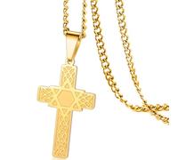 VASSAGO Croix étoile de David pendentif collier pour hommes femmes Crucifix Croix pendentif avec hexagone religieux juif Christian Protection bijoux cadeau