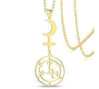 VASSAGO Lilith Collier avec symbole de déesse Lilith Black Moon Sigil de Lilith Black Moon Astrologie Croissant de Lune Pendentif Croix Double Protection Sorcellerie Gothique Pagan Amulette (Or 2)